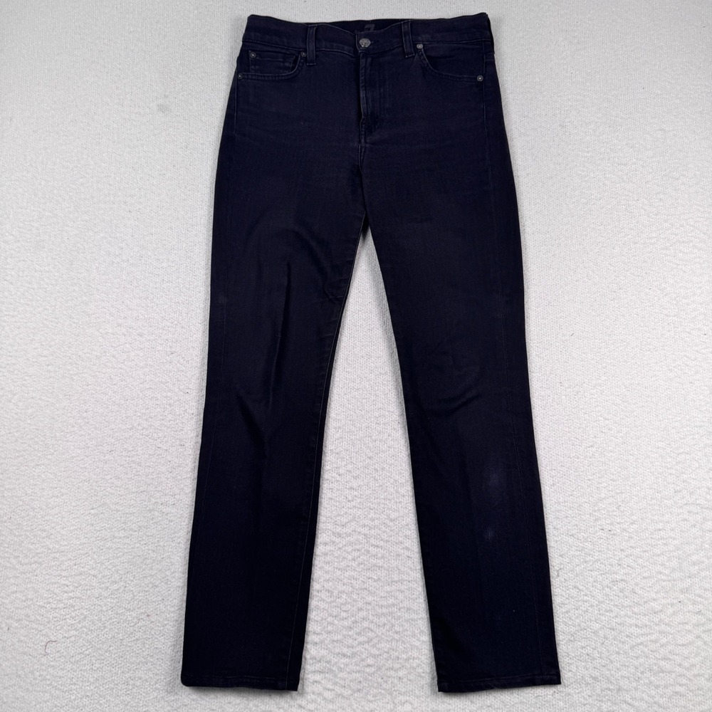 7 for All Mankind Rozie Jeans Womens 28 Slim Straight Leg Dark Wash Denim Black